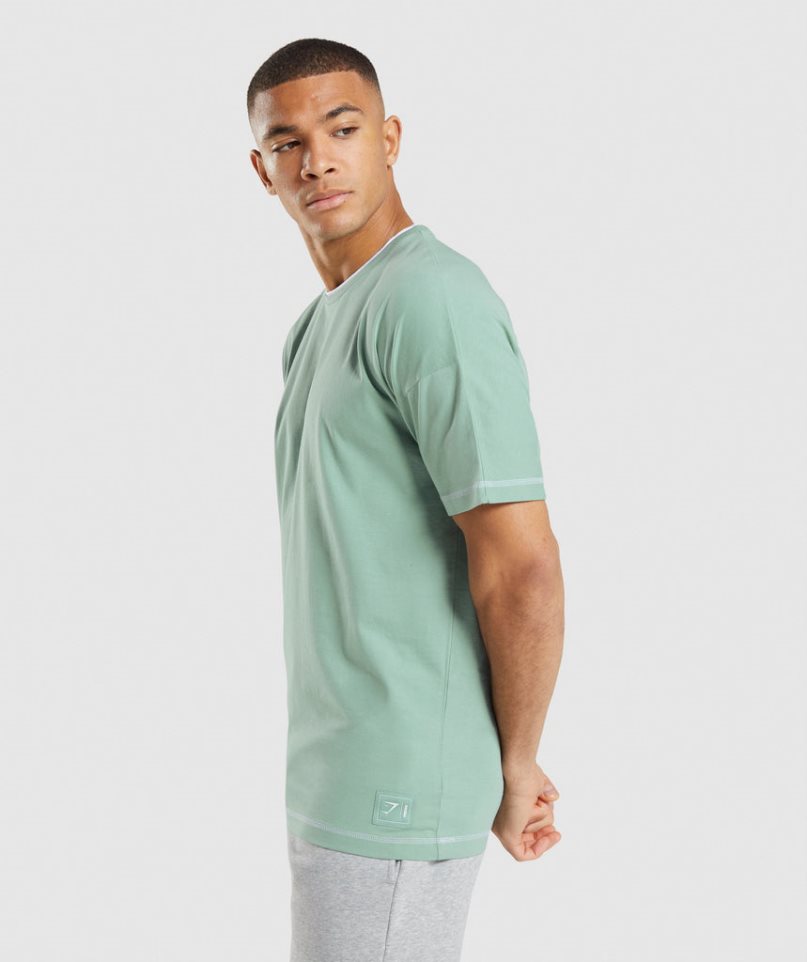 Men's Gymshark Recess T-Shirts Light Green | CA N165D8